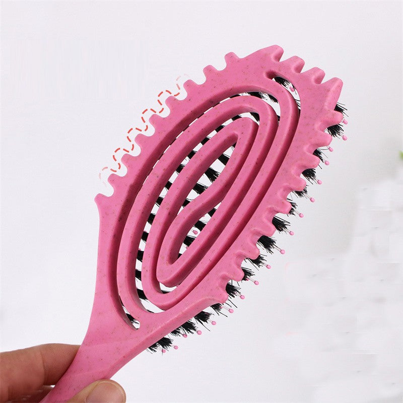 Cepillo de peinado para rizos, cerdas de jabalí enredados, peine para el cabello, cerdas de jabalí, cepillo para desenredar el cabello, herramientas de peinado para definir el cabello