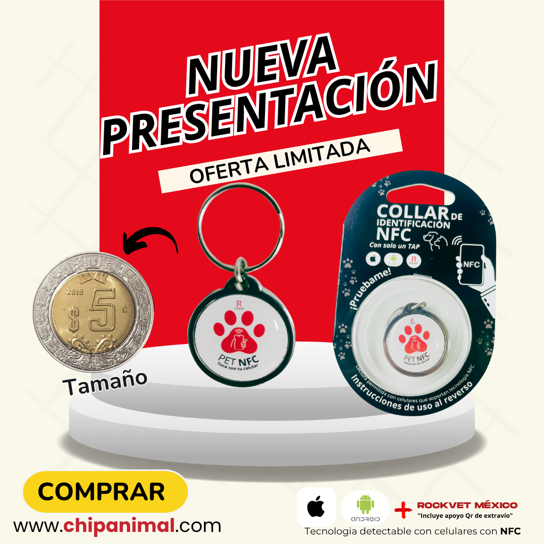 Collar de Identificación Inteligente ROCKVET MÉXICO con Tecnología NFC y QR