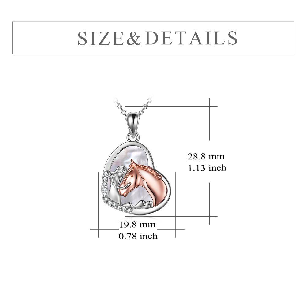 Collar con colgante de corazón de caballo de plata de ley para mujeres y niñas