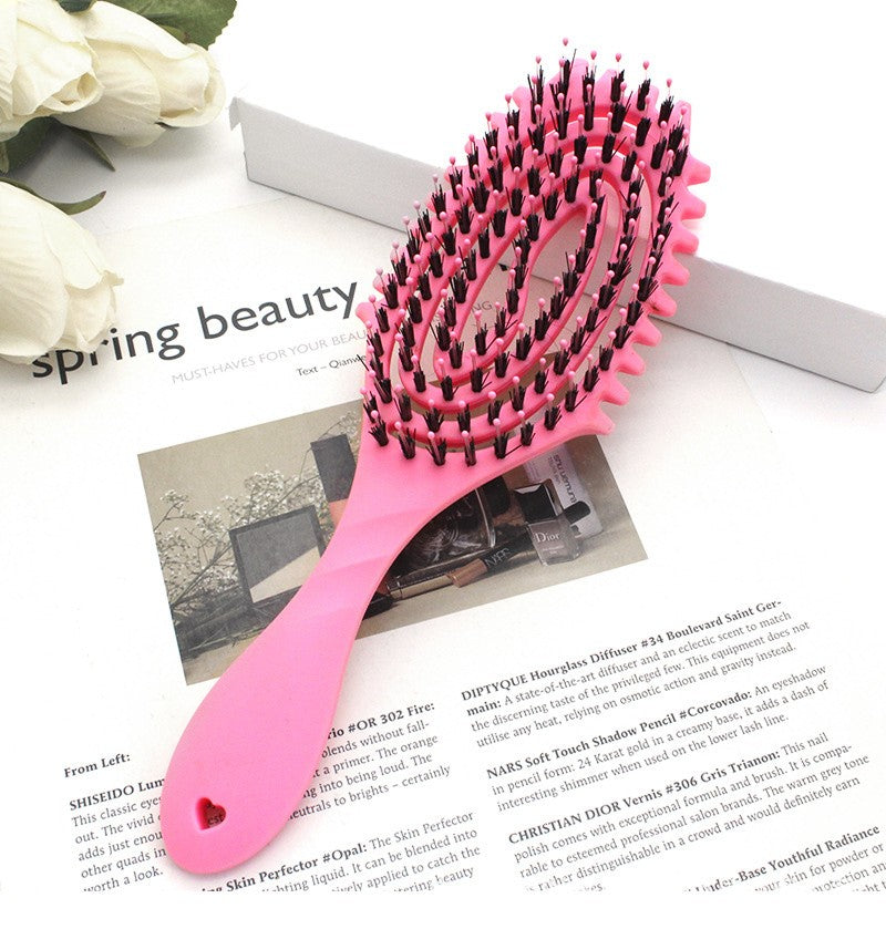 Cepillo de peinado para rizos, cerdas de jabalí enredados, peine para el cabello, cerdas de jabalí, cepillo para desenredar el cabello, herramientas de peinado para definir el cabello