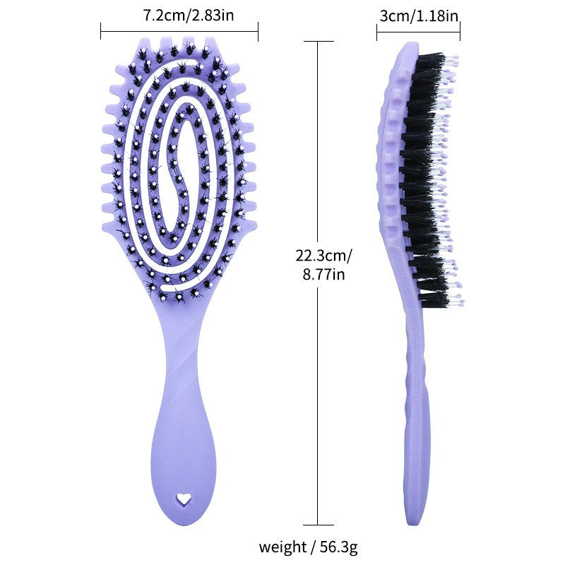 Cepillo de peinado para rizos, cerdas de jabalí enredados, peine para el cabello, cerdas de jabalí, cepillo para desenredar el cabello, herramientas de peinado para definir el cabello