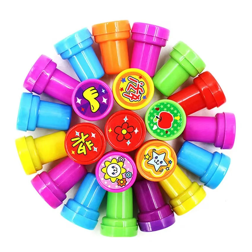 Sellos surtidos de piezas para niños, sellos de tinta automática, sellos de ju