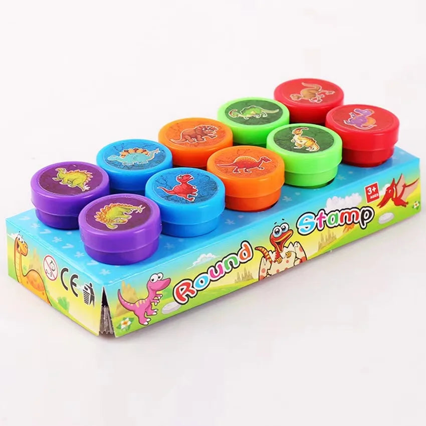 Sellos surtidos de piezas para niños, sellos de tinta automática, sellos de ju