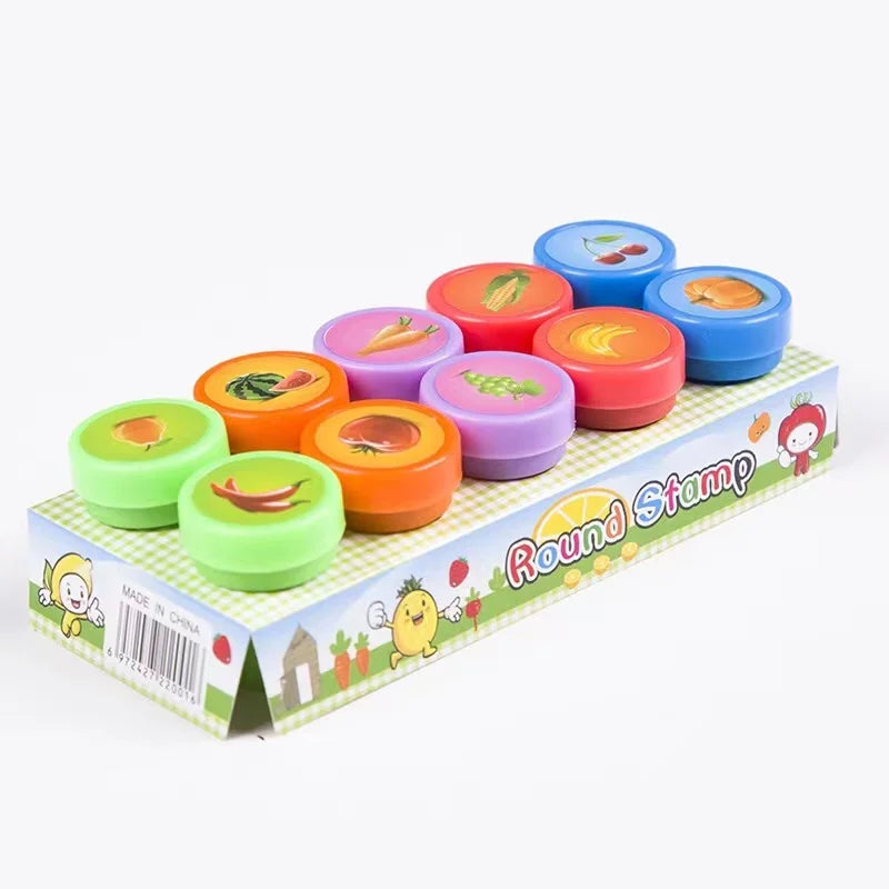 Sellos surtidos de piezas para niños, sellos de tinta automática, sellos de ju