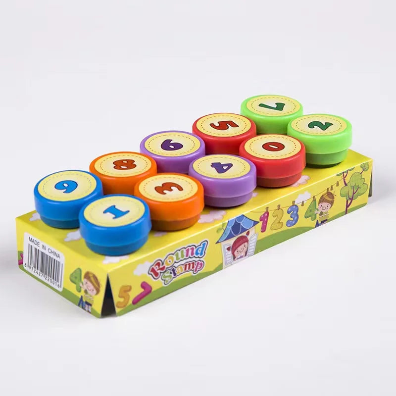 Sellos surtidos de piezas para niños, sellos de tinta automática, sellos de ju