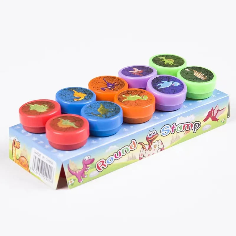 Sellos surtidos de piezas para niños, sellos de tinta automática, sellos de ju