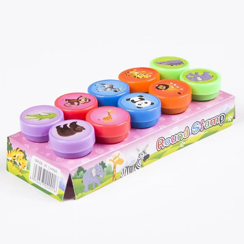 Sellos surtidos de piezas para niños, sellos de tinta automática, sellos de ju