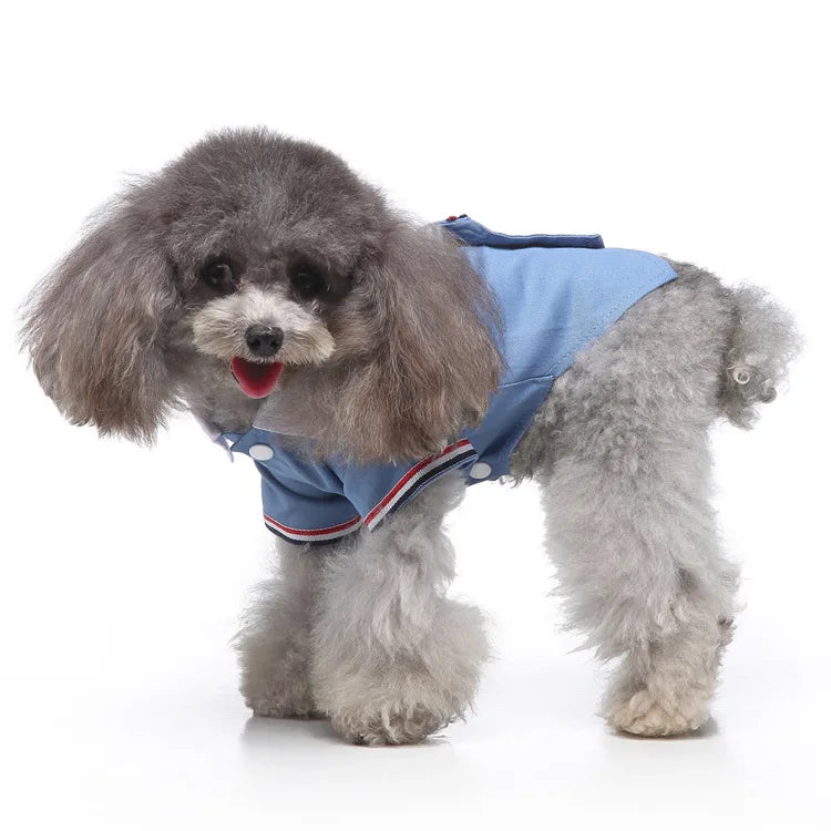 Traje de chaquetas de boda azul para perros con pajarita azul, tela formal para cachorros y gatos