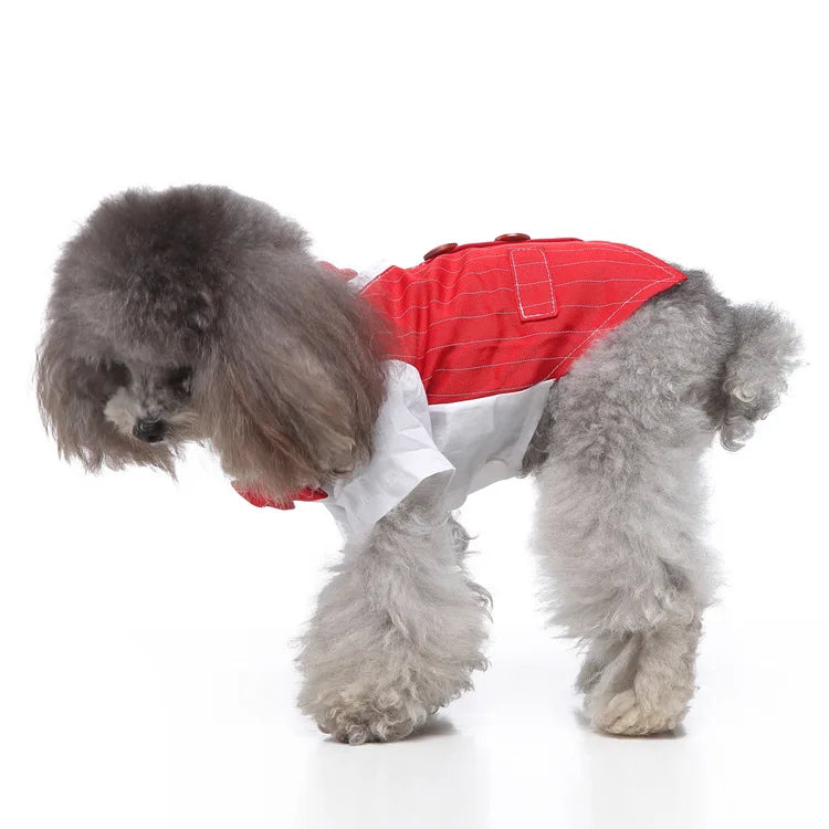 Traje de chaquetas de boda azul para perros con pajarita azul, tela formal para cachorros y gatos
