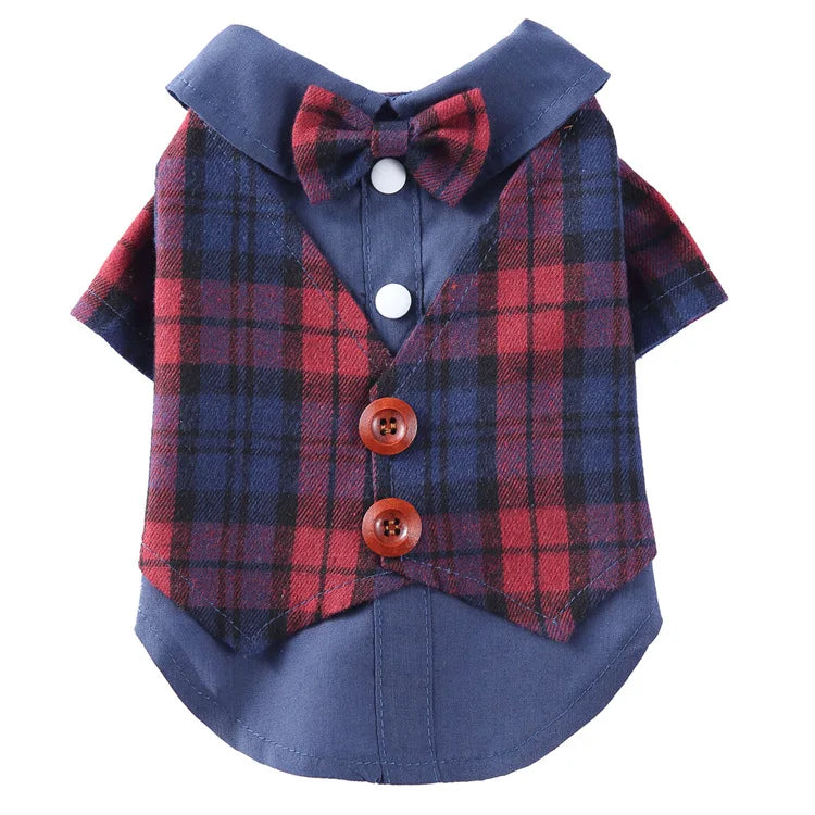 Traje de chaquetas de boda azul para perros con pajarita azul, tela formal para cachorros y gatos