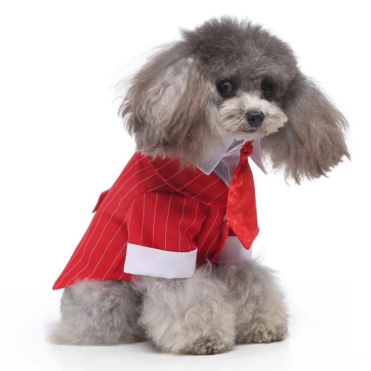 Traje de chaquetas de boda azul para perros con pajarita azul, tela formal para cachorros y gatos