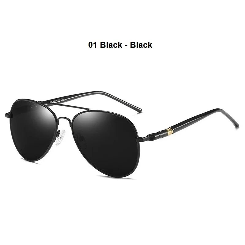 Gafas de sol polarizadas de lujo para hombres y mujeres, gafas de sol de conducción para hombres y mujeres, diseñador de marca, gafas de sol de piloto negras Vintage, UV400