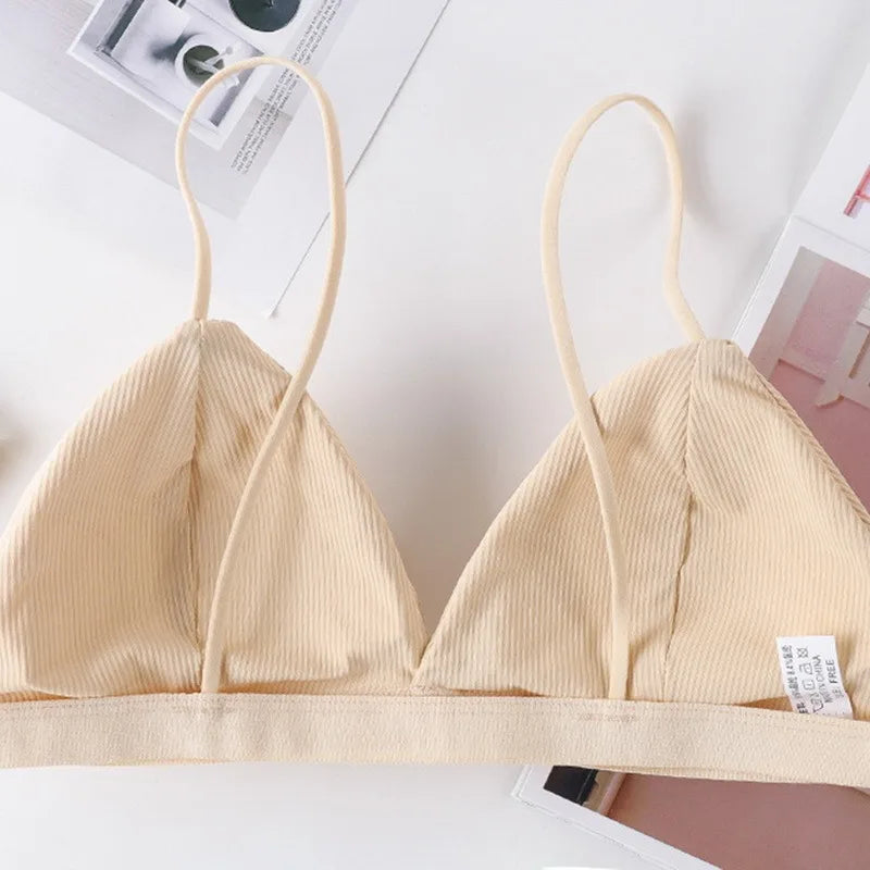 Sujetador Bandeau Sexy Crop Top delgado con tirantes finos sin costuras, Top de