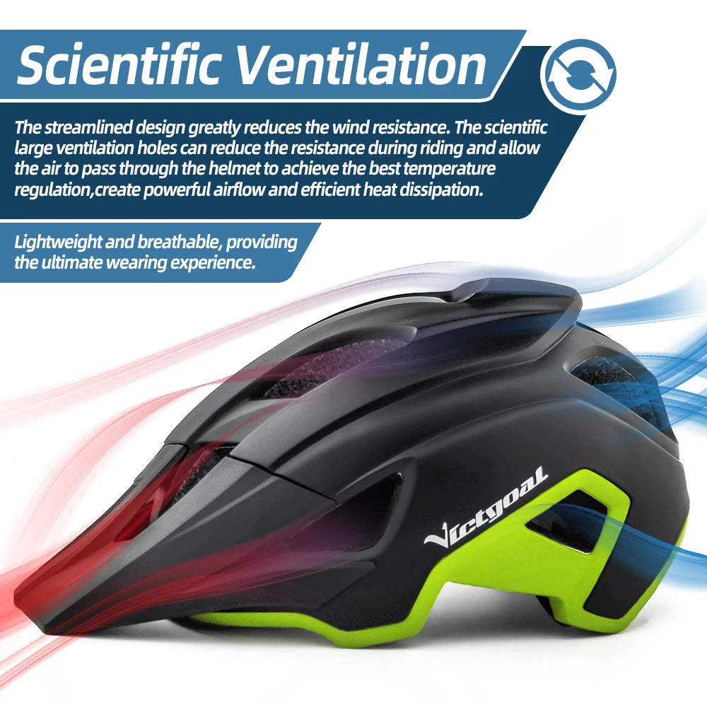 VICTGOAL-casco de bicicleta con luz LED para hombre, gafas de sol con visera, recargable, escudo para ciclismo de montaña y carretera