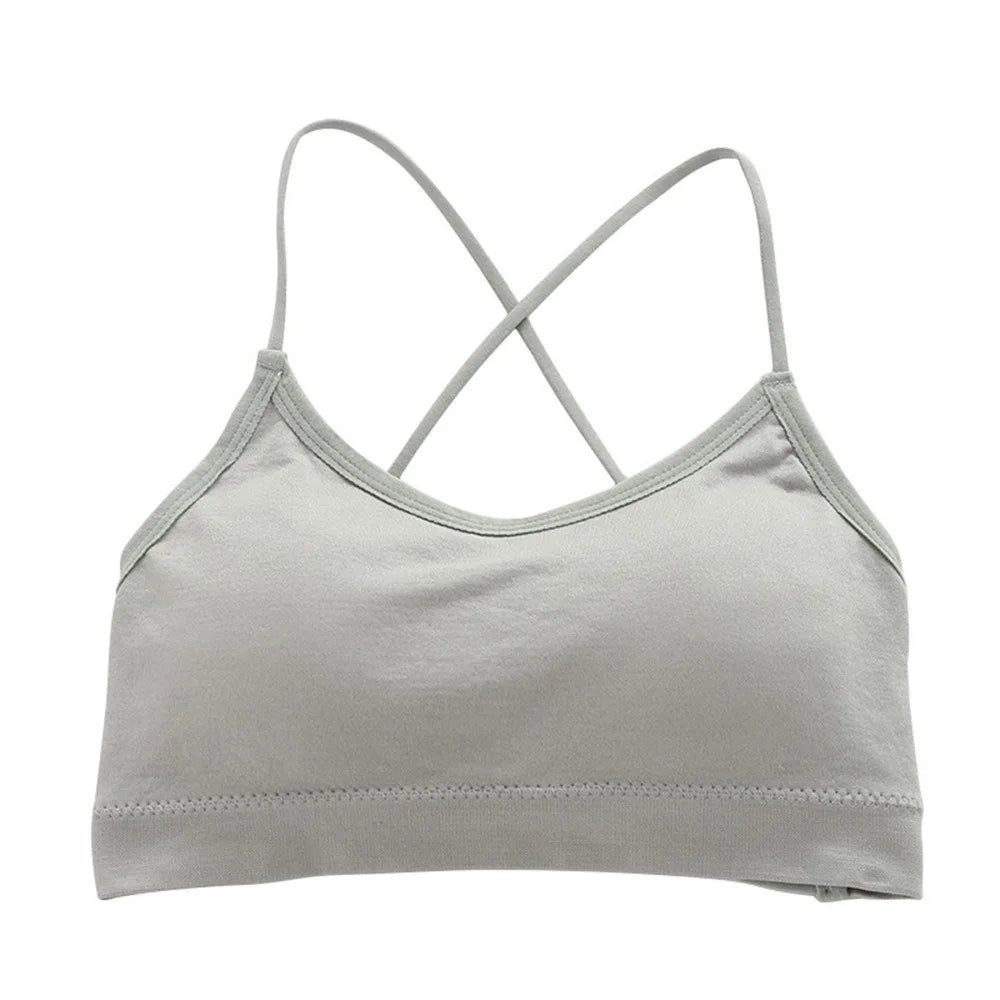 Sujetador Bandeau Sexy Crop Top delgado con tirantes finos sin costuras, Top de