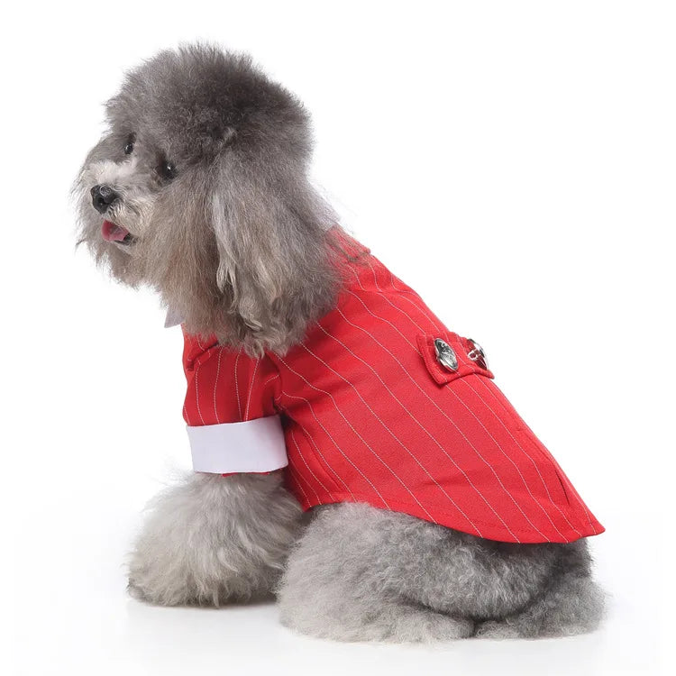 Traje de chaquetas de boda azul para perros con pajarita azul, tela formal para cachorros y gatos