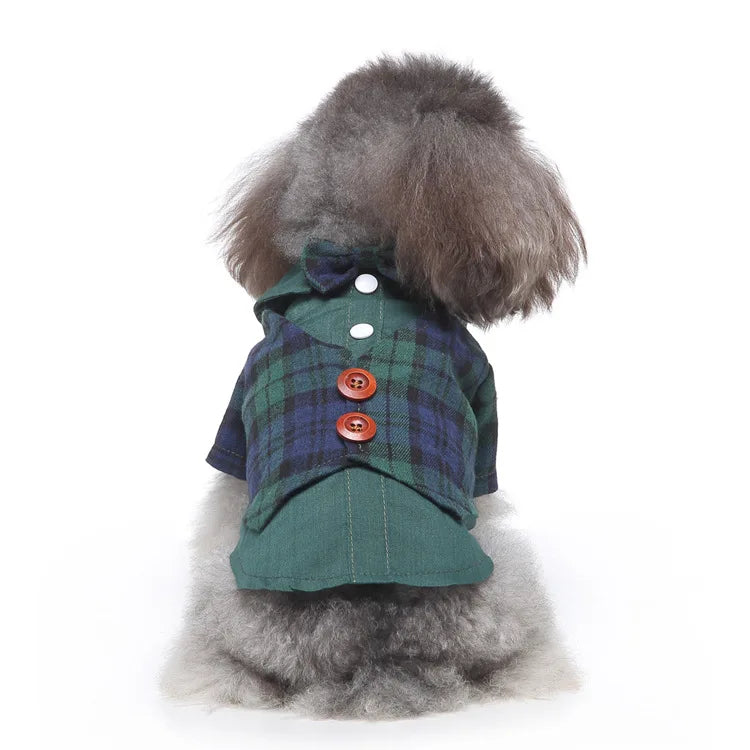 Traje de chaquetas de boda azul para perros con pajarita azul, tela formal para cachorros y gatos