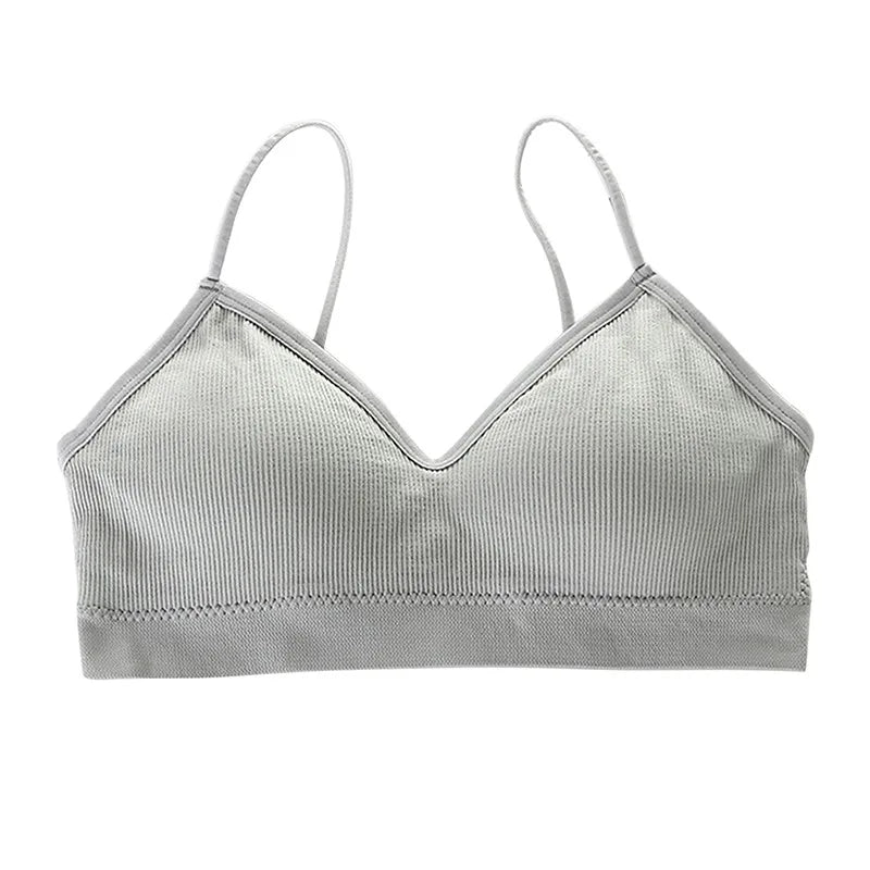 Sujetador Bandeau Sexy Crop Top delgado con tirantes finos sin costuras, Top de