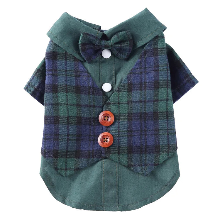 Traje de chaquetas de boda azul para perros con pajarita azul, tela formal para cachorros y gatos