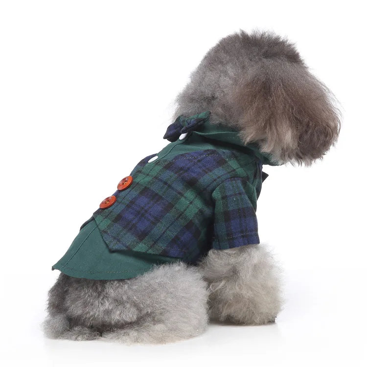Traje de chaquetas de boda azul para perros con pajarita azul, tela formal para cachorros y gatos
