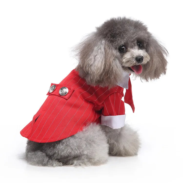 Traje de chaquetas de boda azul para perros con pajarita azul, tela formal para cachorros y gatos