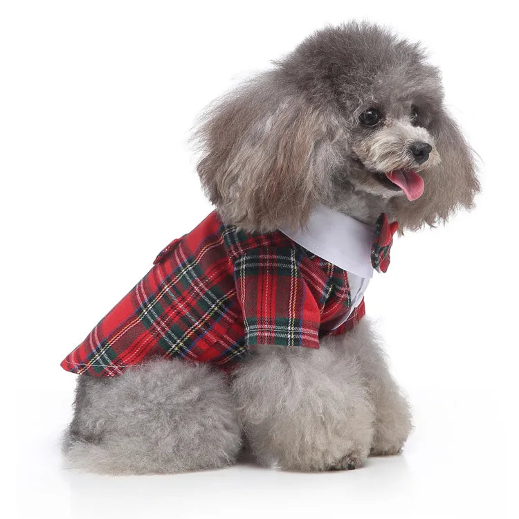 Traje de chaquetas de boda azul para perros con pajarita azul, tela formal para cachorros y gatos