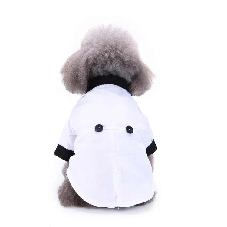 Traje de chaquetas de boda azul para perros con pajarita azul, tela formal para cachorros y gatos