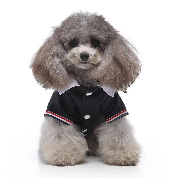 Traje de chaquetas de boda azul para perros con pajarita azul, tela formal para cachorros y gatos