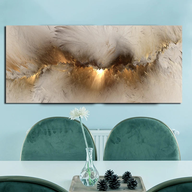 Pintura al óleo de arte abstracto de nube amarilla y gris, carteles e impresion