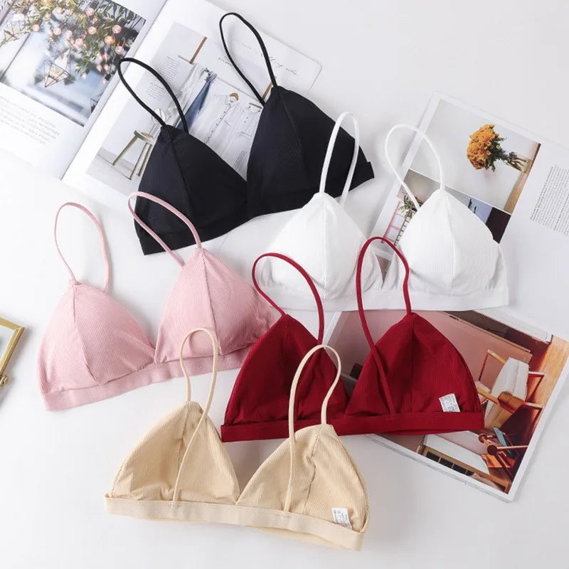 Sujetador Bandeau Sexy Crop Top delgado con tirantes finos sin costuras, Top de