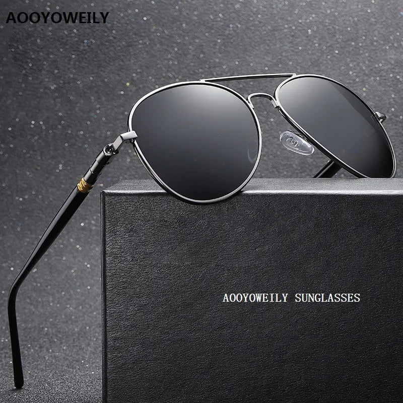 Gafas de sol polarizadas de lujo para hombres y mujeres, gafas de sol de conducción para hombres y mujeres, diseñador de marca, gafas de sol de piloto negras Vintage, UV400