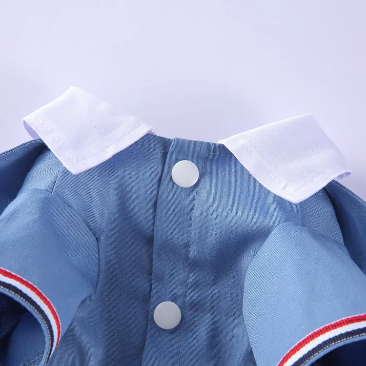 Traje de chaquetas de boda azul para perros con pajarita azul, tela formal para cachorros y gatos