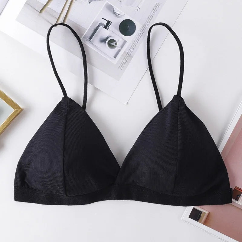 Sujetador Bandeau Sexy Crop Top delgado con tirantes finos sin costuras, Top de