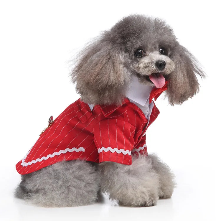 Traje de chaquetas de boda azul para perros con pajarita azul, tela formal para cachorros y gatos