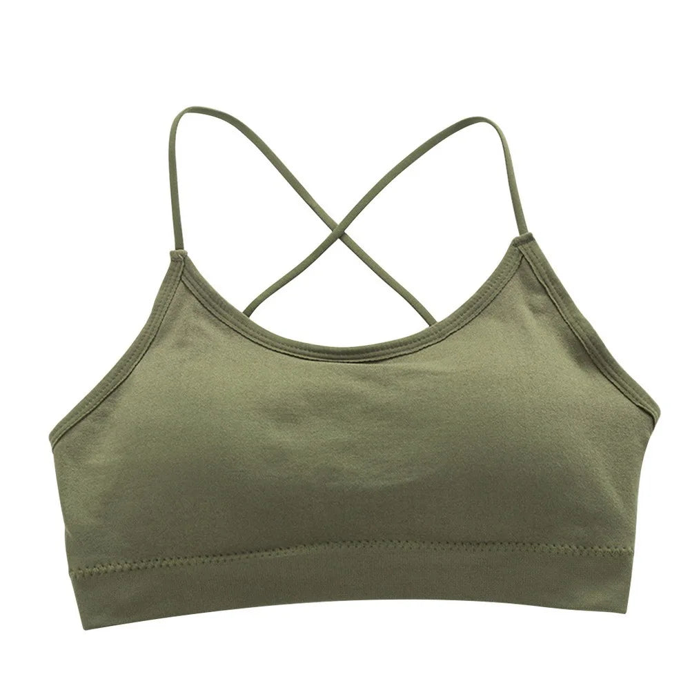 Sujetador Bandeau Sexy Crop Top delgado con tirantes finos sin costuras, Top de