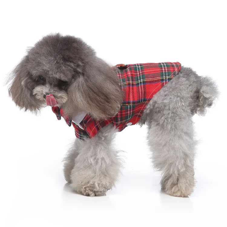 Traje de chaquetas de boda azul para perros con pajarita azul, tela formal para cachorros y gatos