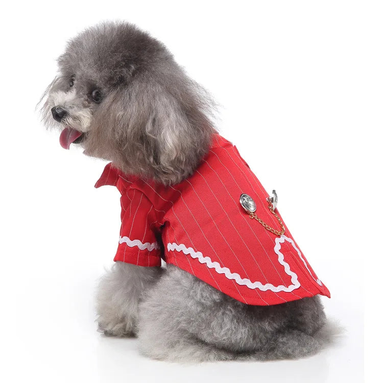 Traje de chaquetas de boda azul para perros con pajarita azul, tela formal para cachorros y gatos