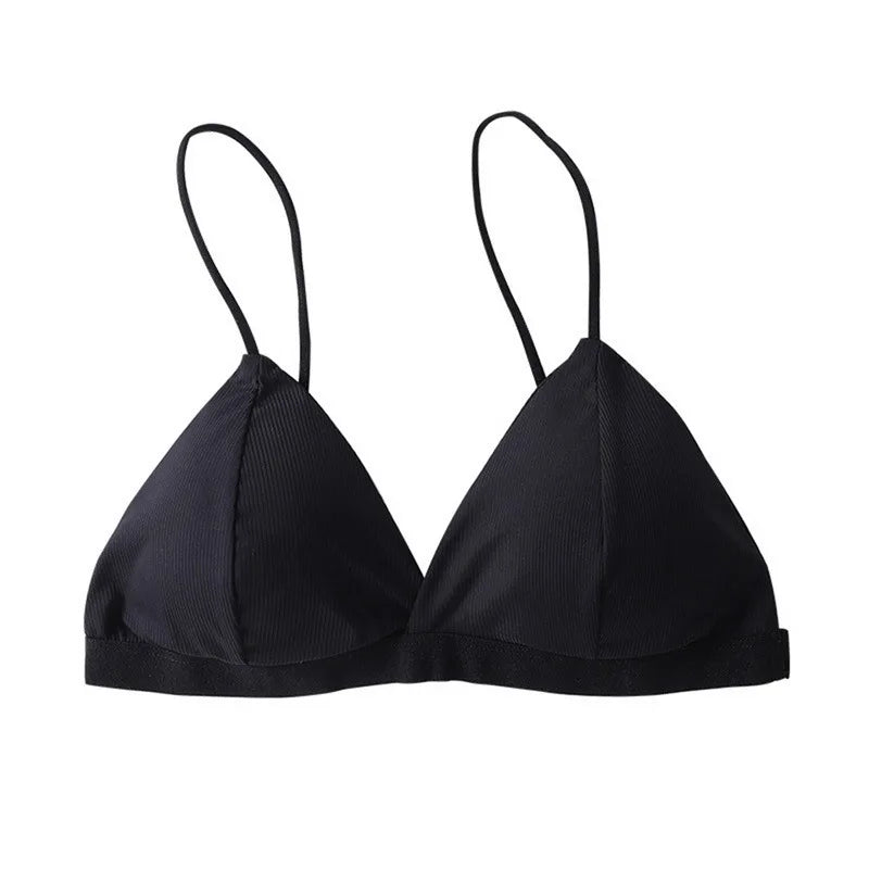 Sujetador Bandeau Sexy Crop Top delgado con tirantes finos sin costuras, Top de