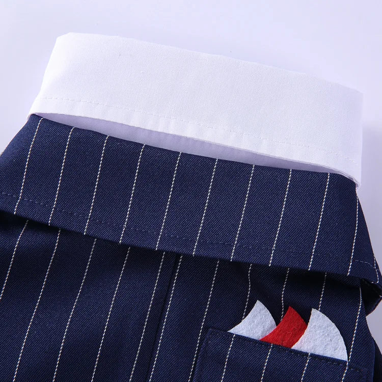 Traje de chaquetas de boda azul para perros con pajarita azul, tela formal para cachorros y gatos