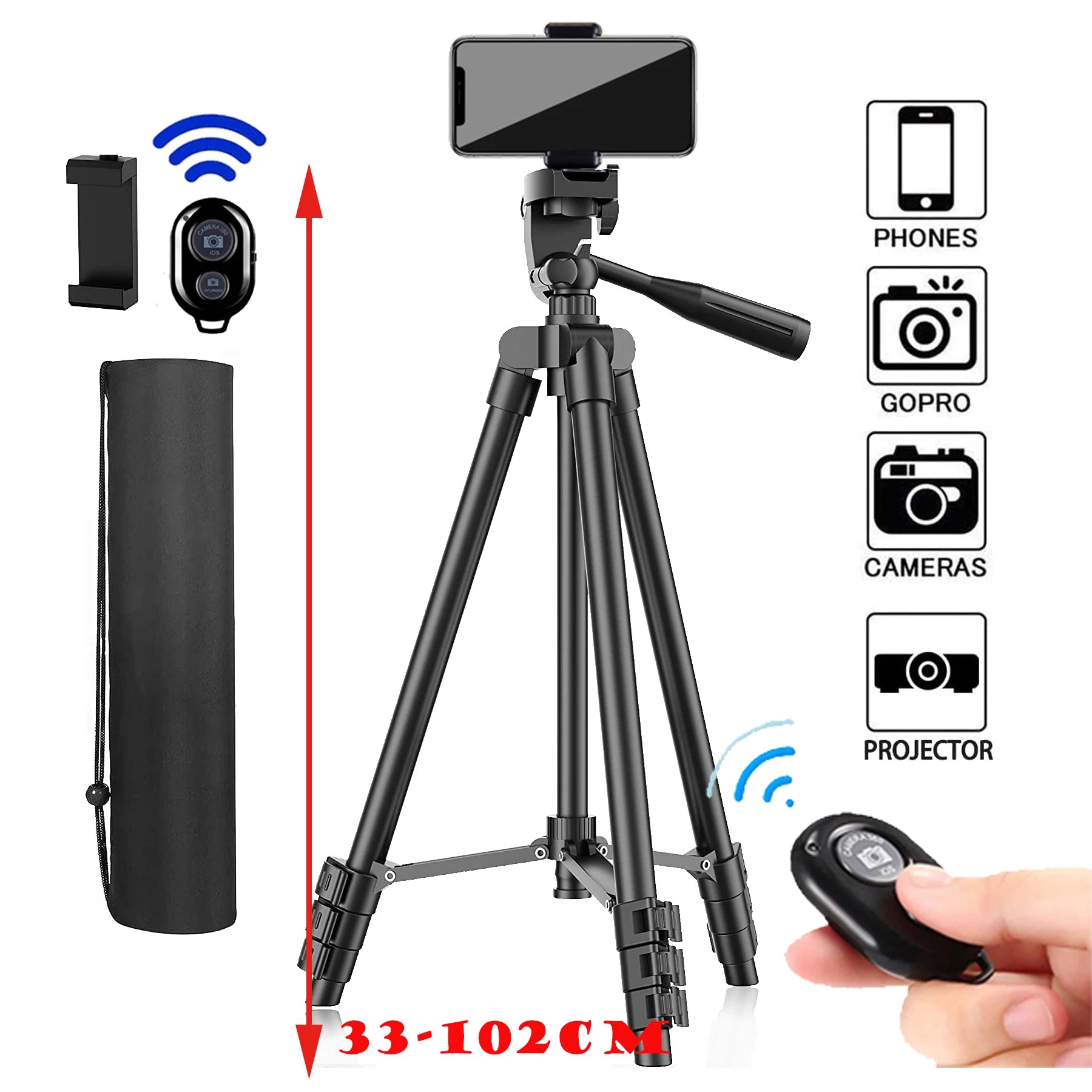 DSLR trípode Flexible extensible, soporte ligero de viaje, Control remoto para teléfono móvil, montaje de cámara Gopro en vivo, Youtube