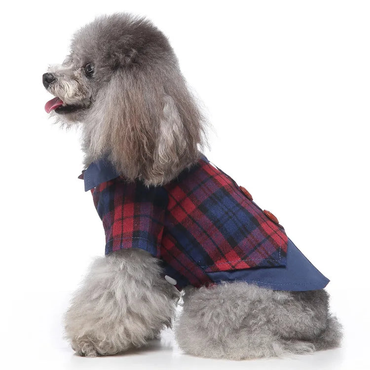 Traje de chaquetas de boda azul para perros con pajarita azul, tela formal para cachorros y gatos