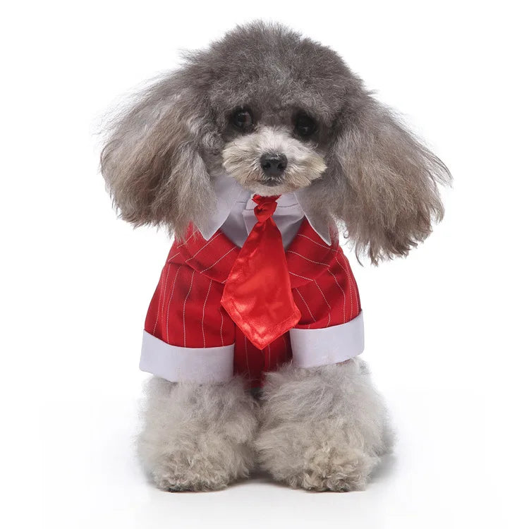 Traje de chaquetas de boda azul para perros con pajarita azul, tela formal para cachorros y gatos