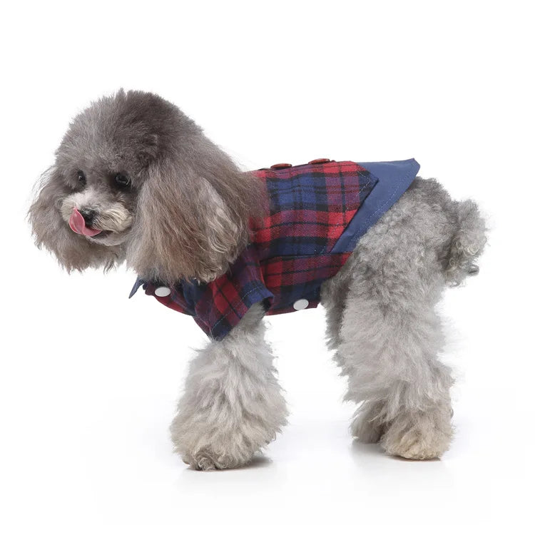 Traje de chaquetas de boda azul para perros con pajarita azul, tela formal para cachorros y gatos