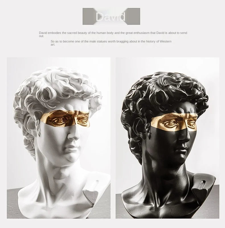 Estatuas para decoración de mesa de centro David, adornos de decoración del hogar, busto de sala de yeso, escultura artística decorativa de resina blanca, 15cm