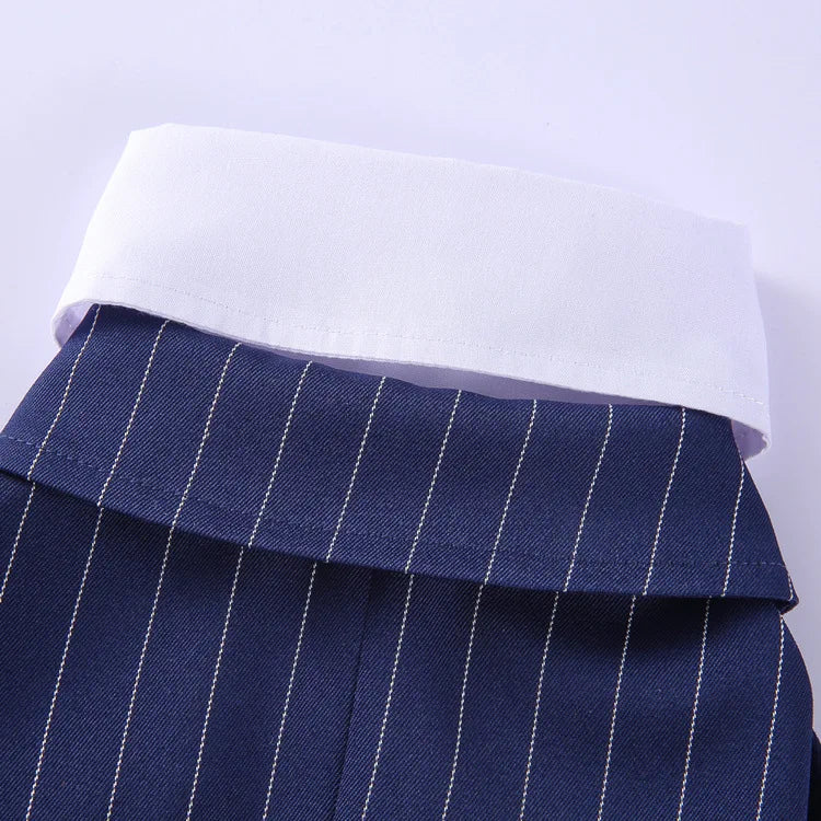 Traje de chaquetas de boda azul para perros con pajarita azul, tela formal para cachorros y gatos