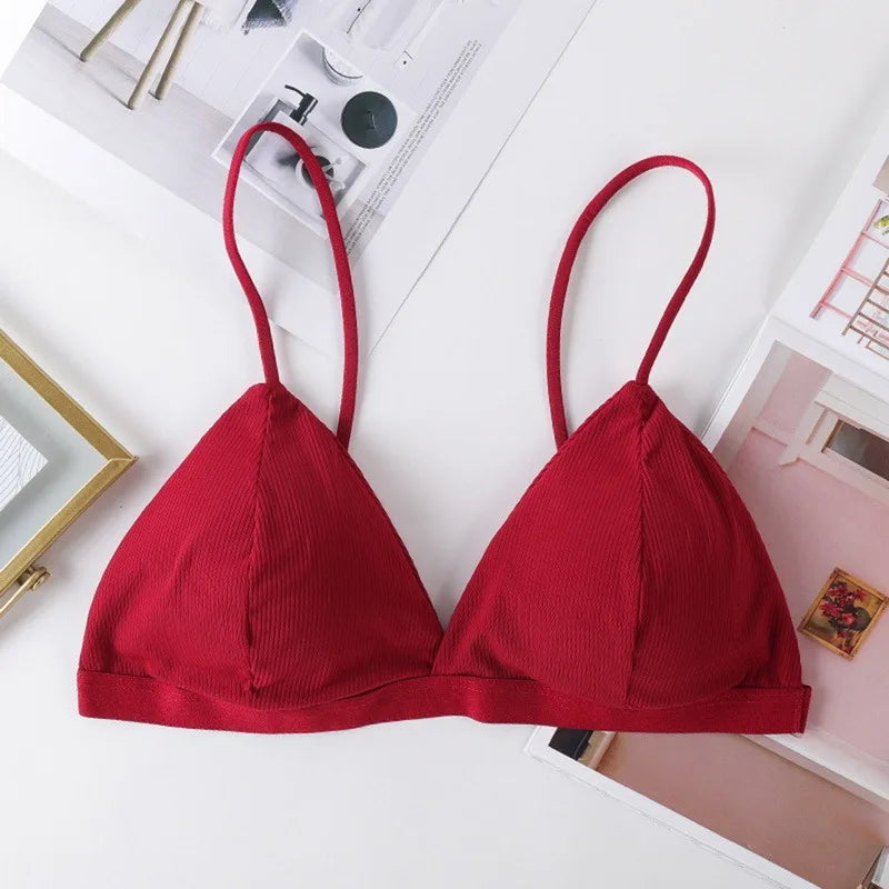 Sujetador Bandeau Sexy Crop Top delgado con tirantes finos sin costuras, Top de
