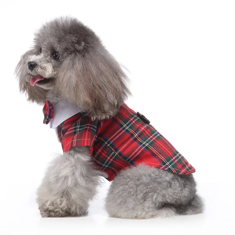 Traje de chaquetas de boda azul para perros con pajarita azul, tela formal para cachorros y gatos
