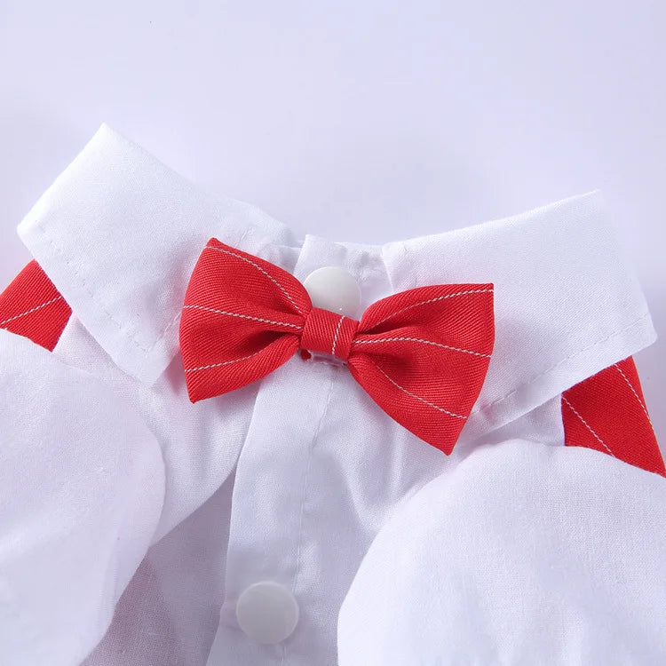 Traje de chaquetas de boda azul para perros con pajarita azul, tela formal para cachorros y gatos