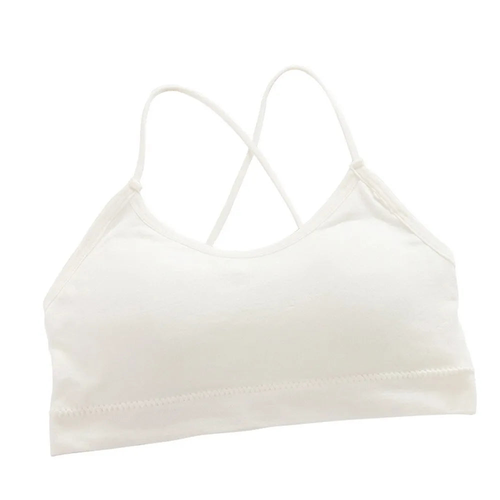 Sujetador Bandeau Sexy Crop Top delgado con tirantes finos sin costuras, Top de