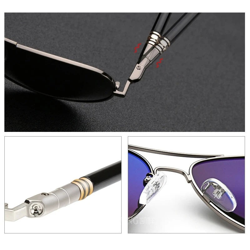 Gafas de sol polarizadas de lujo para hombres y mujeres, gafas de sol de conducción para hombres y mujeres, diseñador de marca, gafas de sol de piloto negras Vintage, UV400